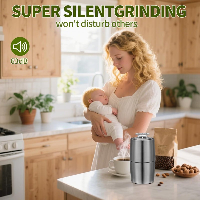 Perfekitsup Spice Grinder, Coffee Grinder, 200 w Electric Herb Grinder,Configuration Stainless Steel Body and Blade,with Cleaning Brush - Image 4